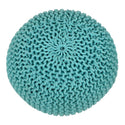 Pouf diameter 55 cm knit stool (mint green) - Pouf/floor cushion - Coarse knit look extra high height 37 cm