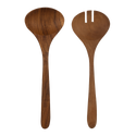 Salad set in Teak wood - consisting of bowl approx. 30 cm in diameter and 10 cm high as well as salad cutlery